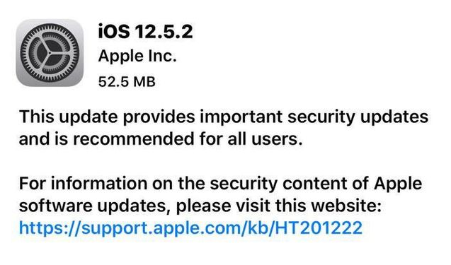 苹果手机维修分享iOS12.5.2发布，建议所有老苹果用户安装 